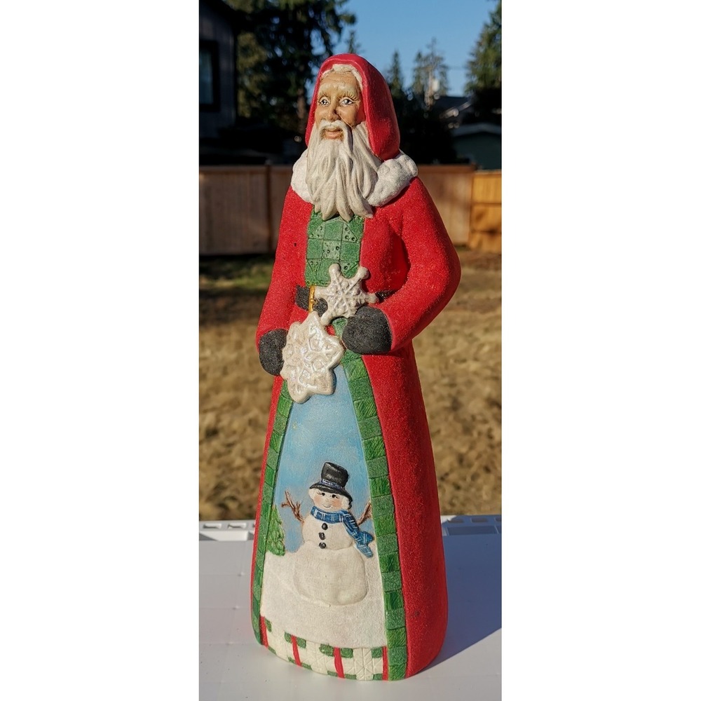 VTG Ceramic Bisque Santa Handpainted Figurine Old World, H 13"